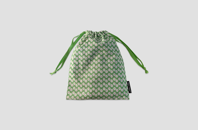 4차입고*[소곤소곤] 80&#039;s green flower string pouch m