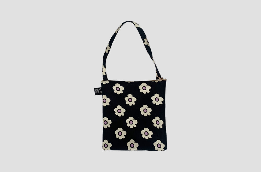 [소곤소곤] retro flower black mini tote bag (5차입고)