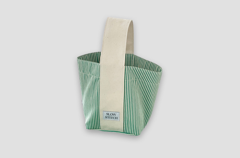 [슬로우스티치] slowstitch tote bag small - green stripe