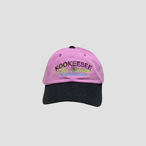 [쿠키시] two tone vintage washing ball cap (pink/black)