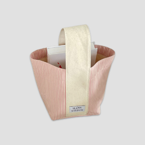 [슬로우스티치] slowstitch tote bag small - pink stripe