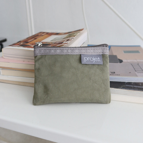 [projet] flat card pouch - khaki green