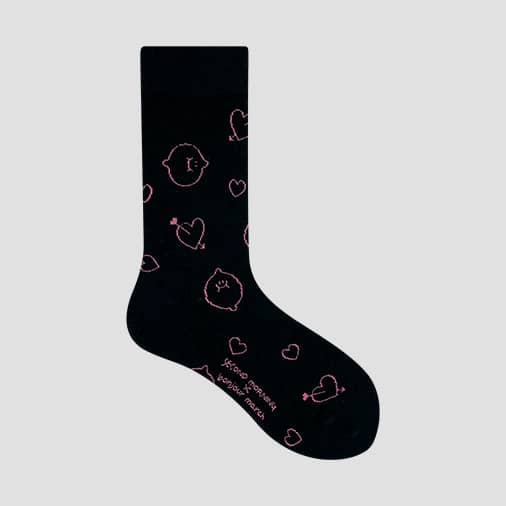 [봉주르마치] Heart socks_black lemony (with 세컨드모닝)